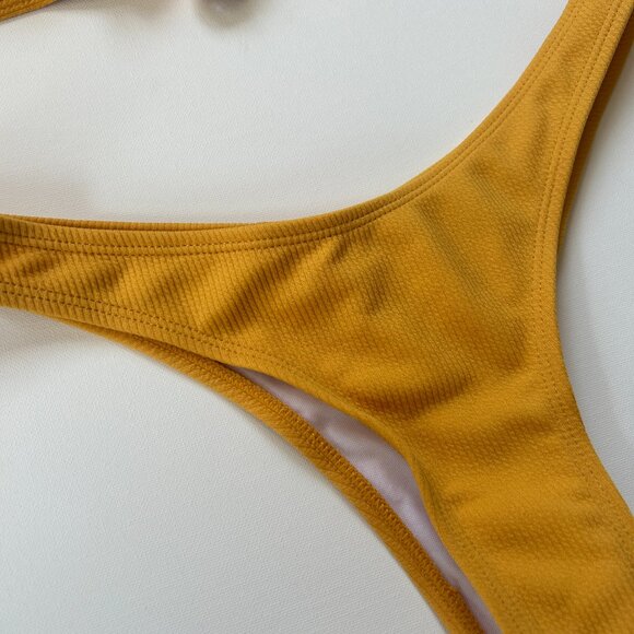 Zaful Yellow Bikini Set - Ribbed Scrunch Butt Wrap Bikini Set - Picture 8 of 8